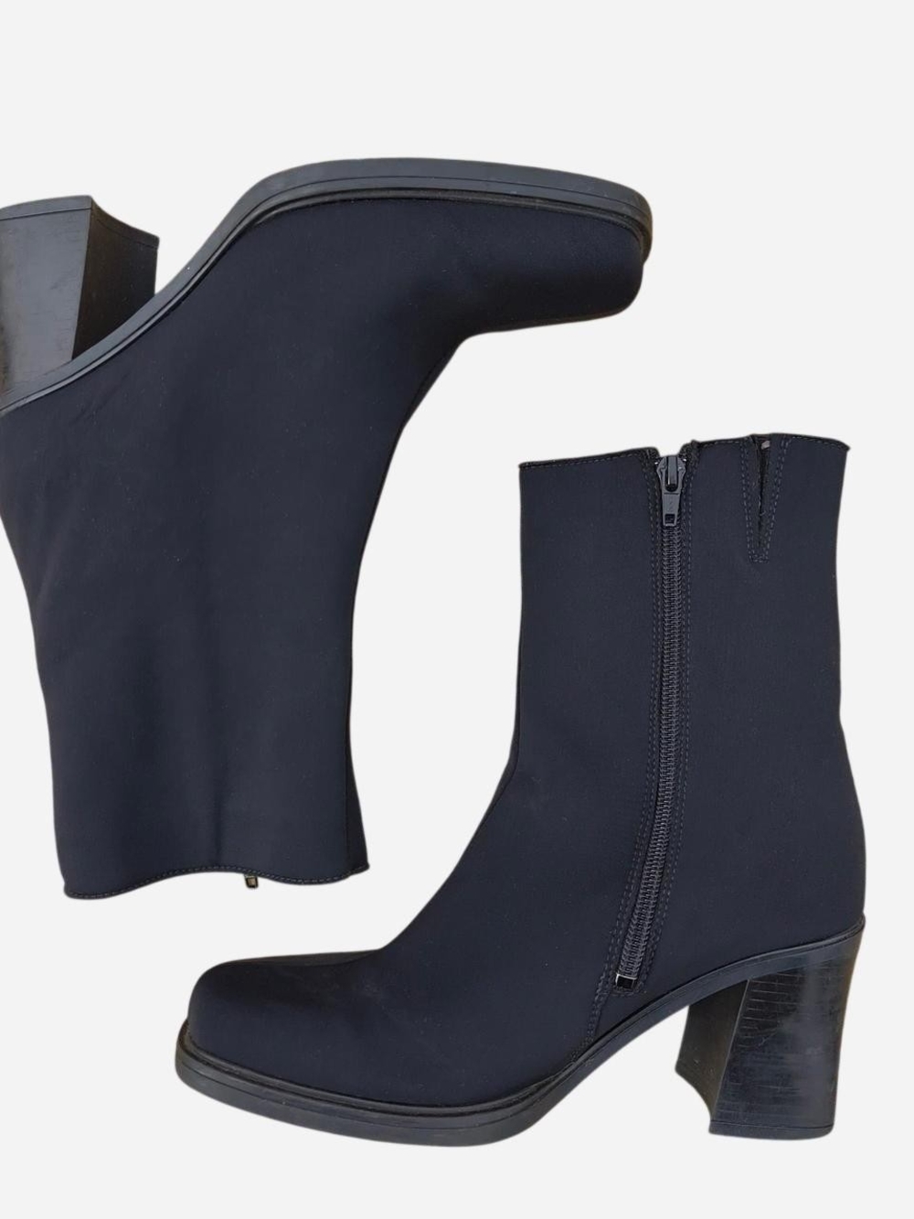 Black Women’s Block Heel Ankle Boots - Sleek Zip Closure